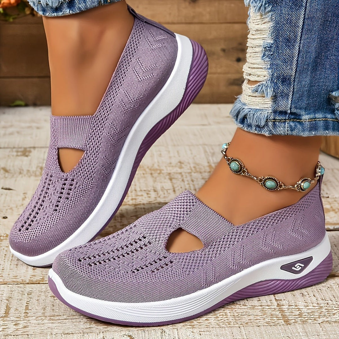 Women's Orthopedic Slip-On Comfortable Sandals Knit Sneakers - Lilac