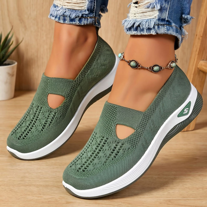 Women's Orthopedic Slip-On Knit Comfort Sneakers Arch Support - Green