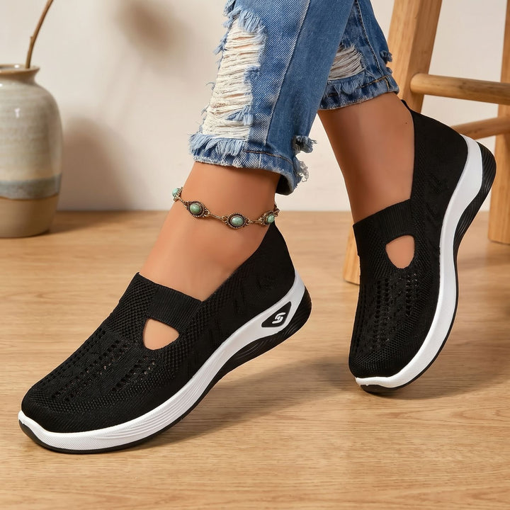 Women's Orthopedic Slip-On Knit Comfort Sneakers Arch Support - Black