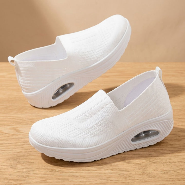Women's Orthopedic Slip-On Knit Wedge Sneakers - White