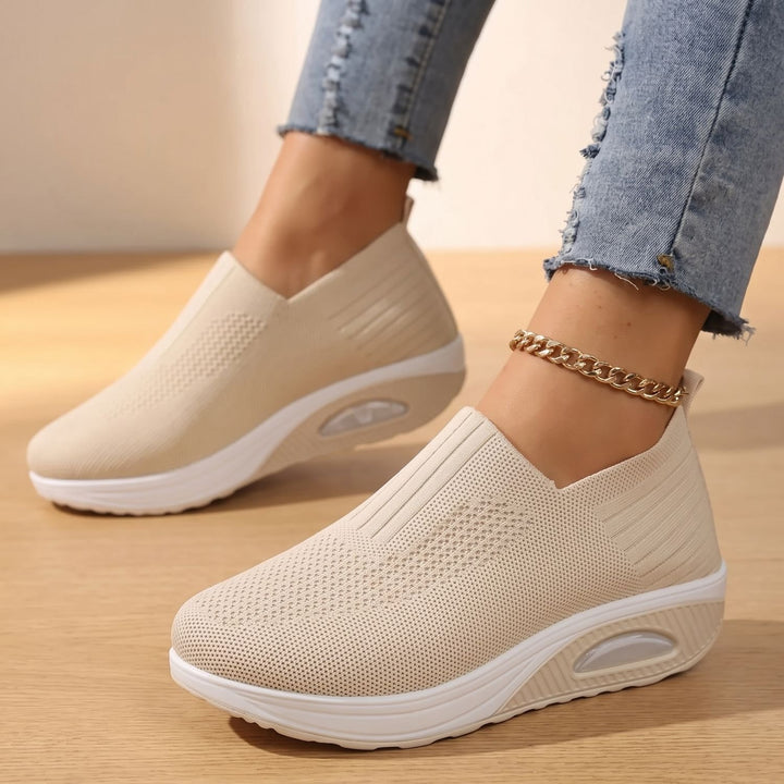 Women's Orthopedic Slip-On Knit Wedge Sneakers - Beige
