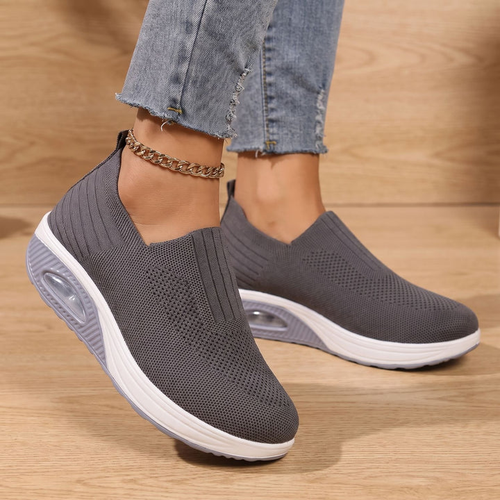 Women's Orthopedic Slip-On Knit Wedge Sneakers - Gray