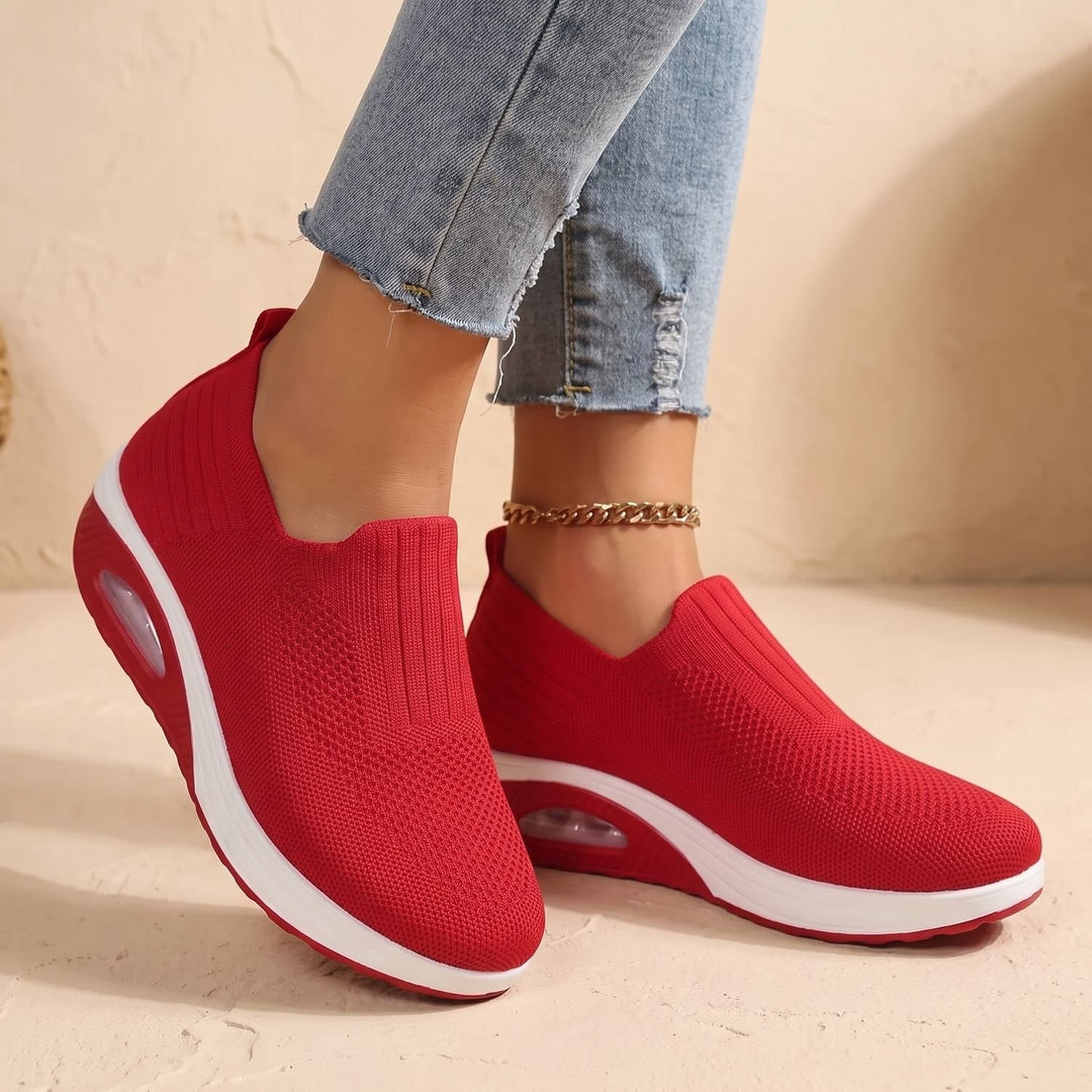 Women's Orthopedic Slip-On Knit Wedge Sneakers - Red