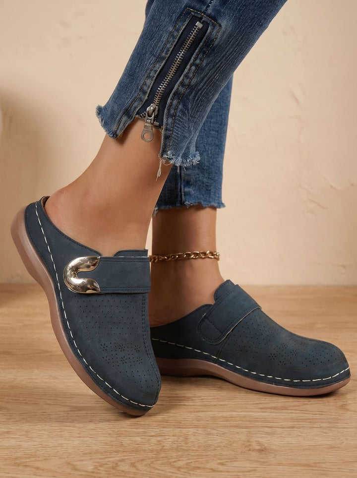 Women's Orthopedic Slip-On Mule Slippers Velcro Adjustable Strap