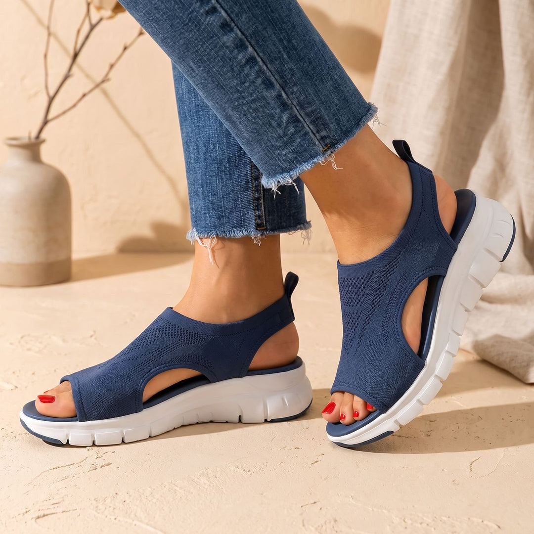 Women's Orthopedic Slip-On Walking Sandals Breathable Knit - Navy