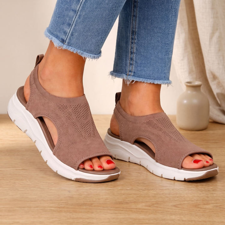 Women's Orthopedic Slip-On Walking Sandals Breathable Knit - Brown