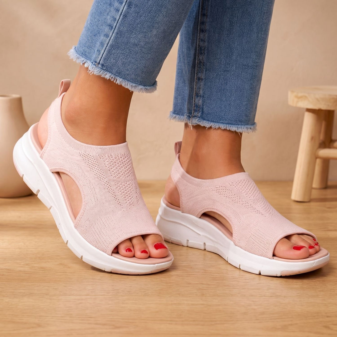 Women's Orthopedic Slip-On Walking Sandals Breathable Knit - Pink