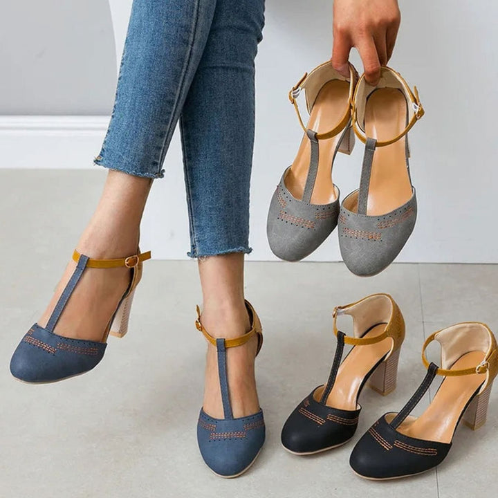 Women's Orthopedic T-Strap Block-Heel Heeled Shoes