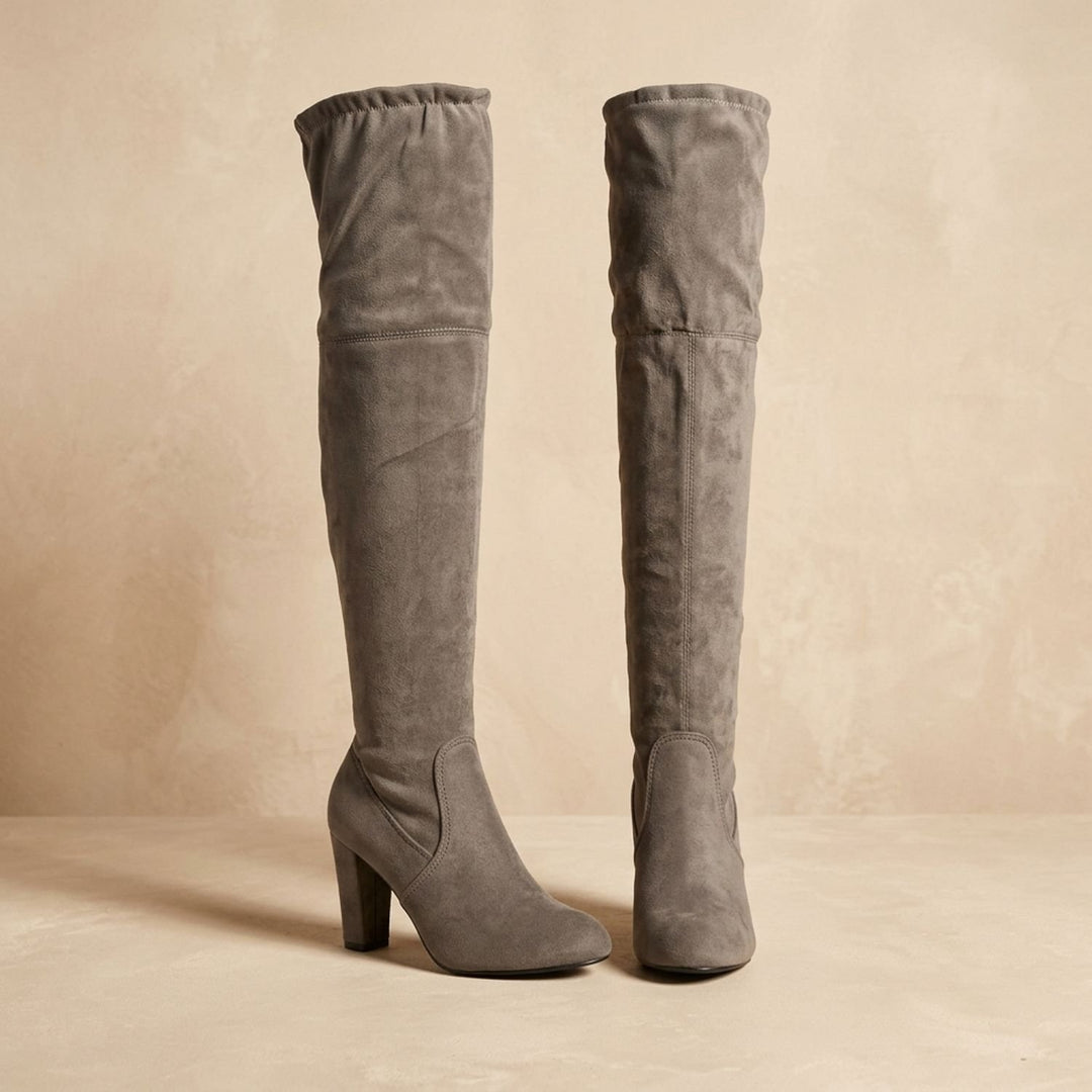 Women's Over-the-Knee Thigh High Boots Block Heel Drawstring