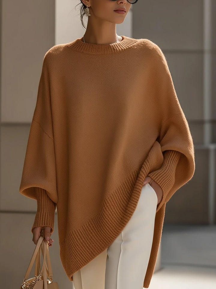 Women's Oversized Batwing-Sleeve Knit Sweater - Caramel