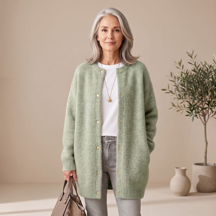 Women's Oversized Button-Front Knit Cardigan