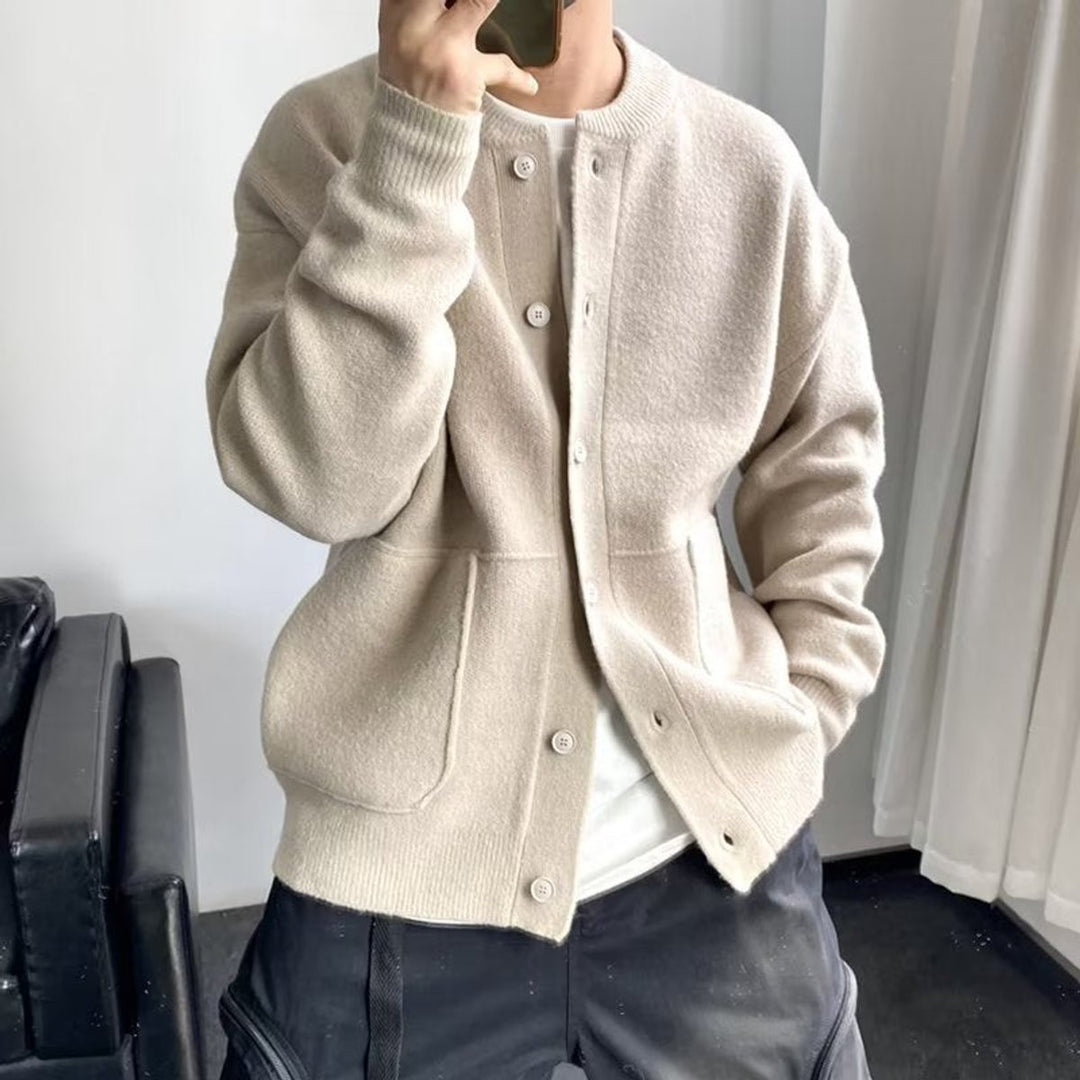 Women's Oversized Button-Front Knit Cardigan Sweater - Beige
