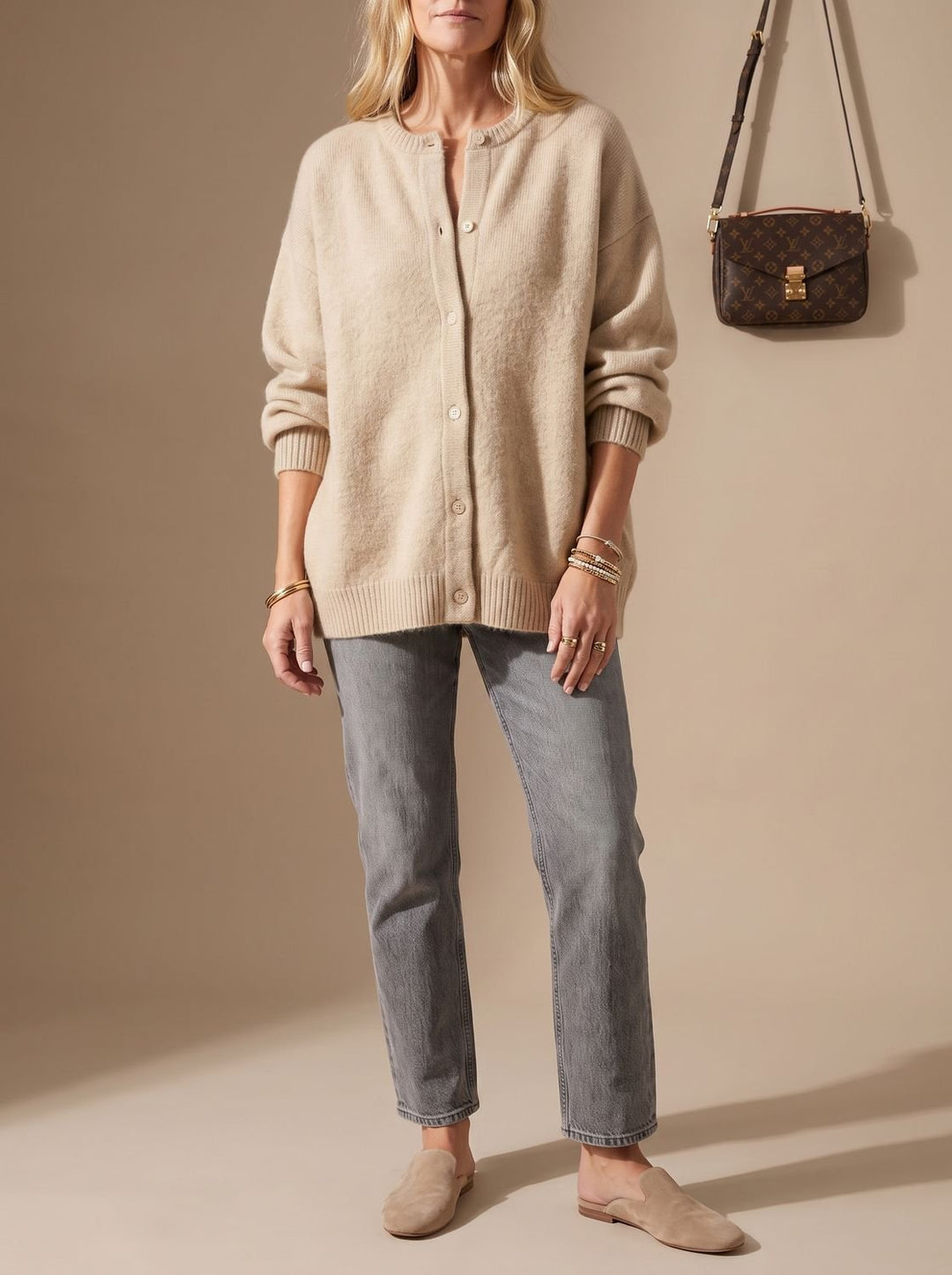 Women's Oversized Button-Up Knit Cardigan Sweater