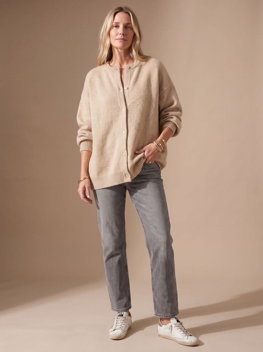 Women's Oversized Button-Up Knit Cardigan Sweater