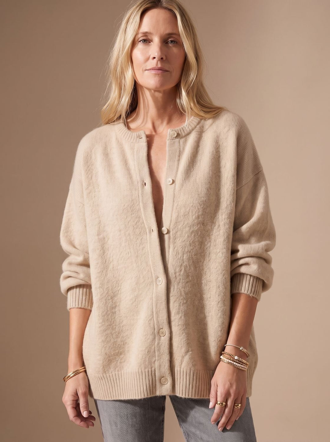 Women's Oversized Button-Up Knit Cardigan Sweater