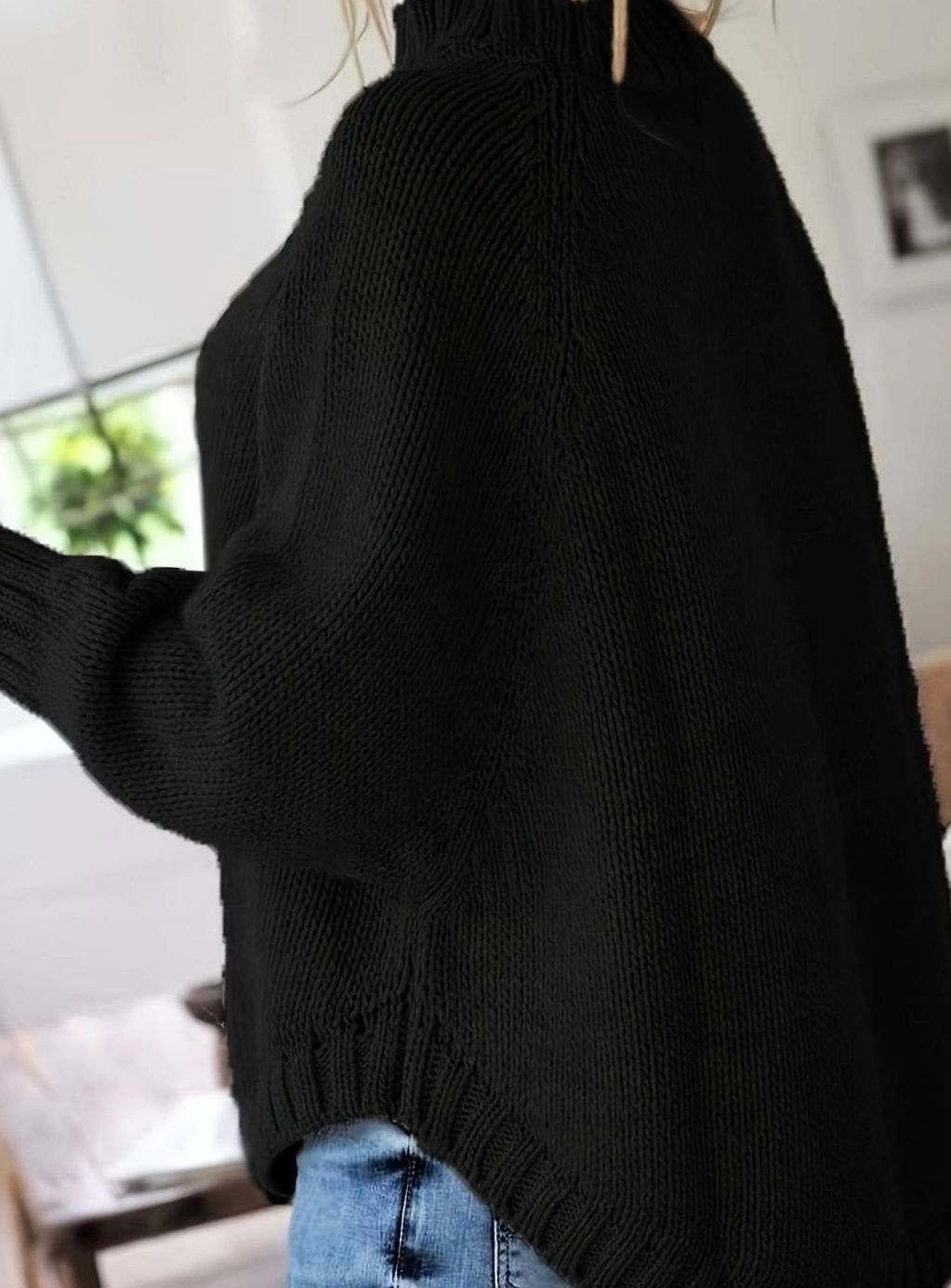 Women's Oversized Cable-Knit Mock-Neck Sweater