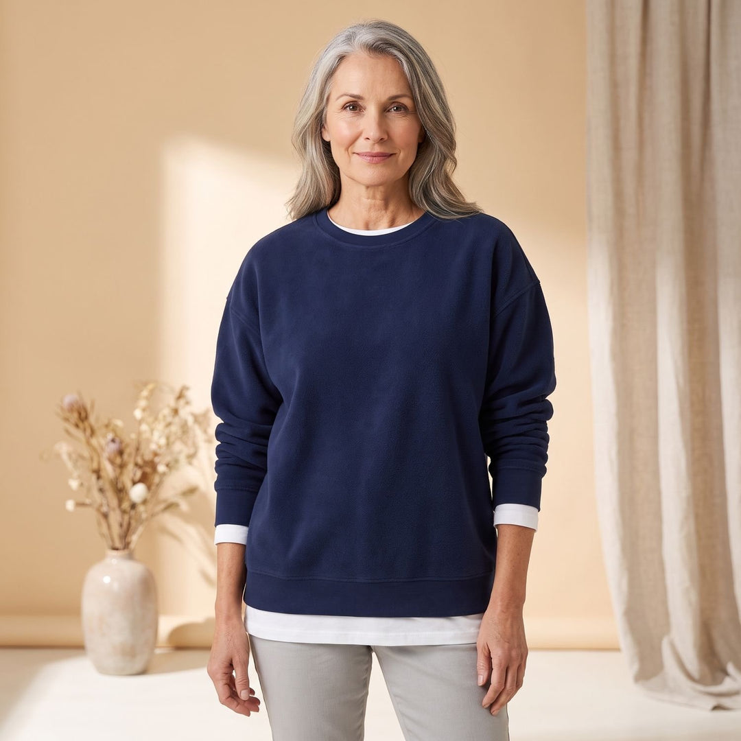 Women's Oversized Crewneck Pullover Sweatshirt - Blue
