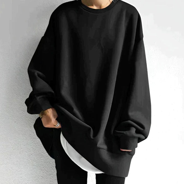 Women's Oversized Drop-Shoulder Tunic Sweater - Black