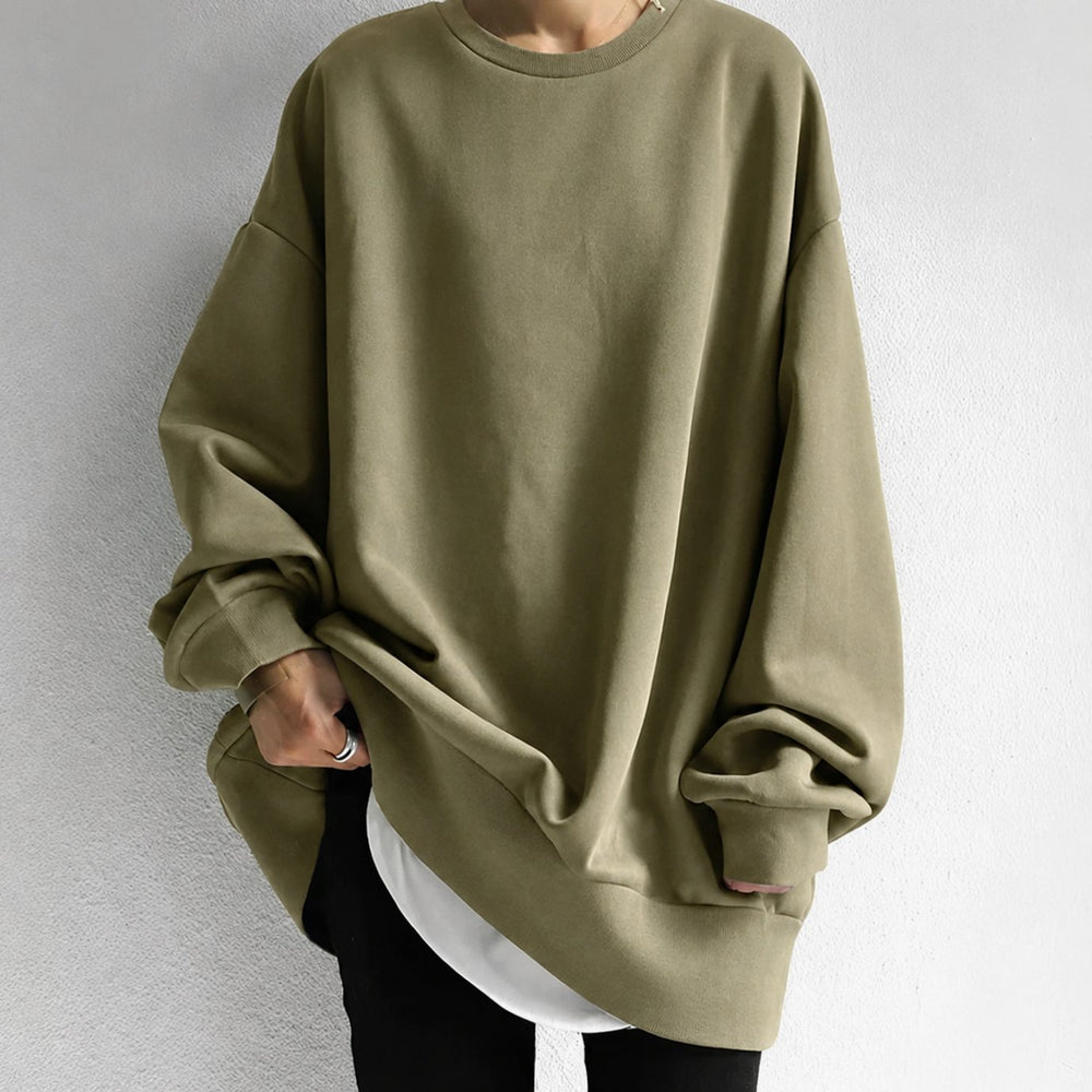 Women's Oversized Drop-Shoulder Tunic Sweater - Brown