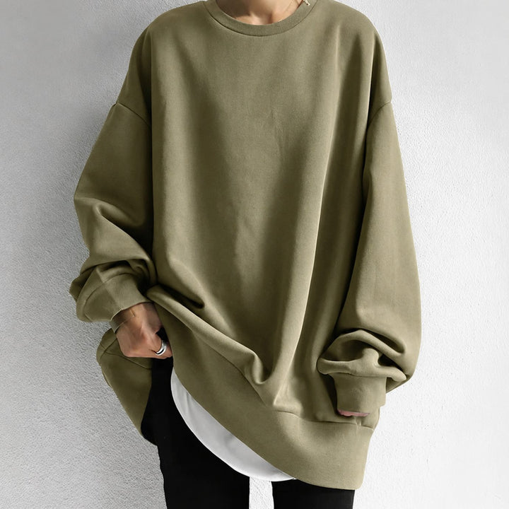 Women's Oversized Drop-Shoulder Tunic Sweater - Brown