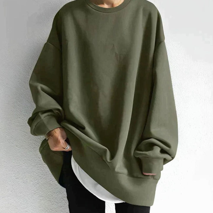 Women's Oversized Drop-Shoulder Tunic Sweater - Army Green