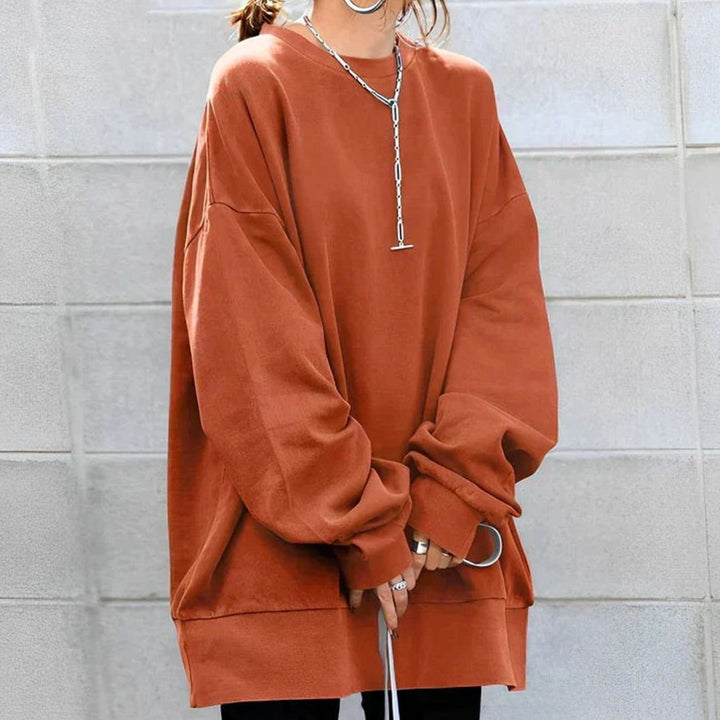 Women's Oversized Drop-Shoulder Tunic Sweater - Orange