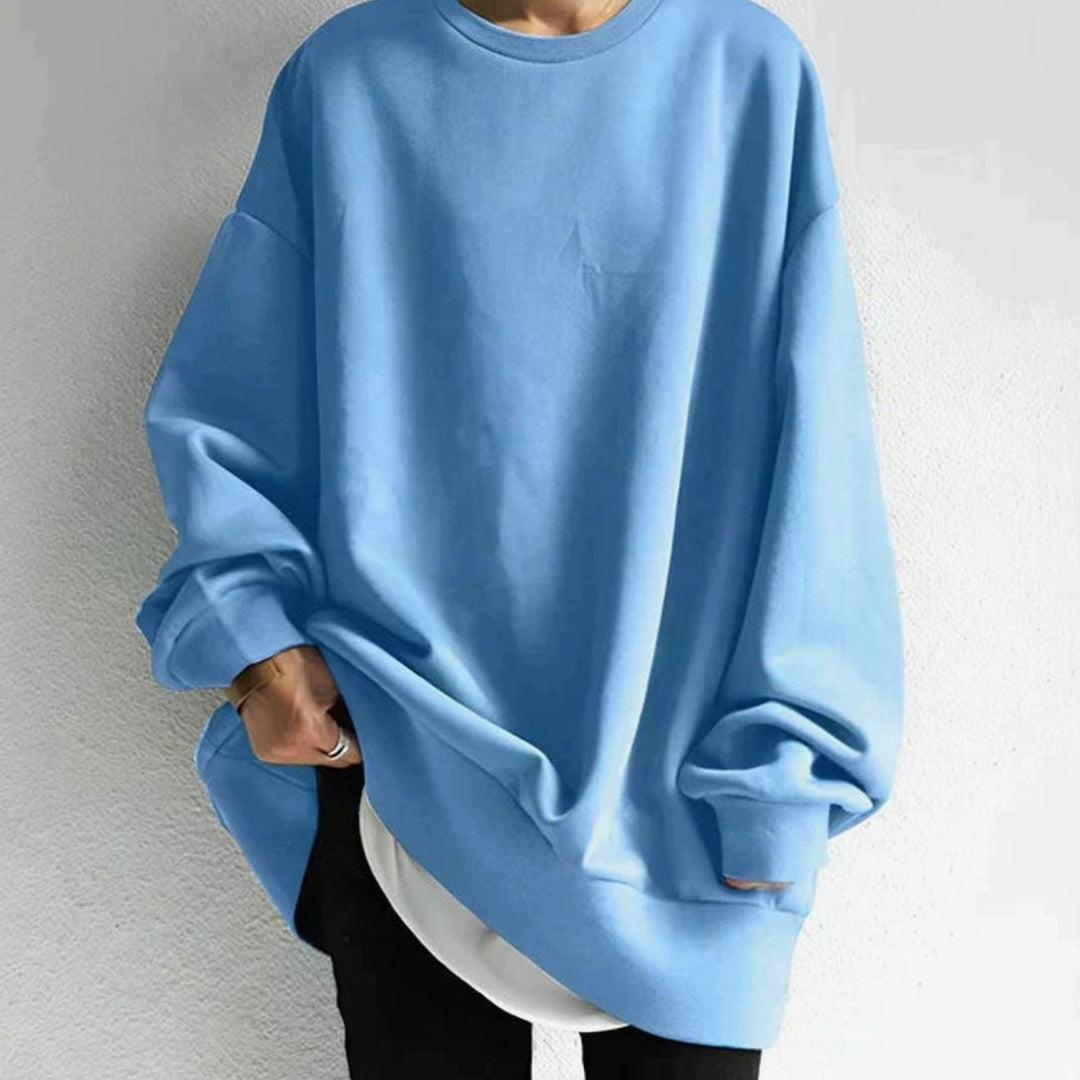 Women's Oversized Drop-Shoulder Tunic Sweater - Light Blue