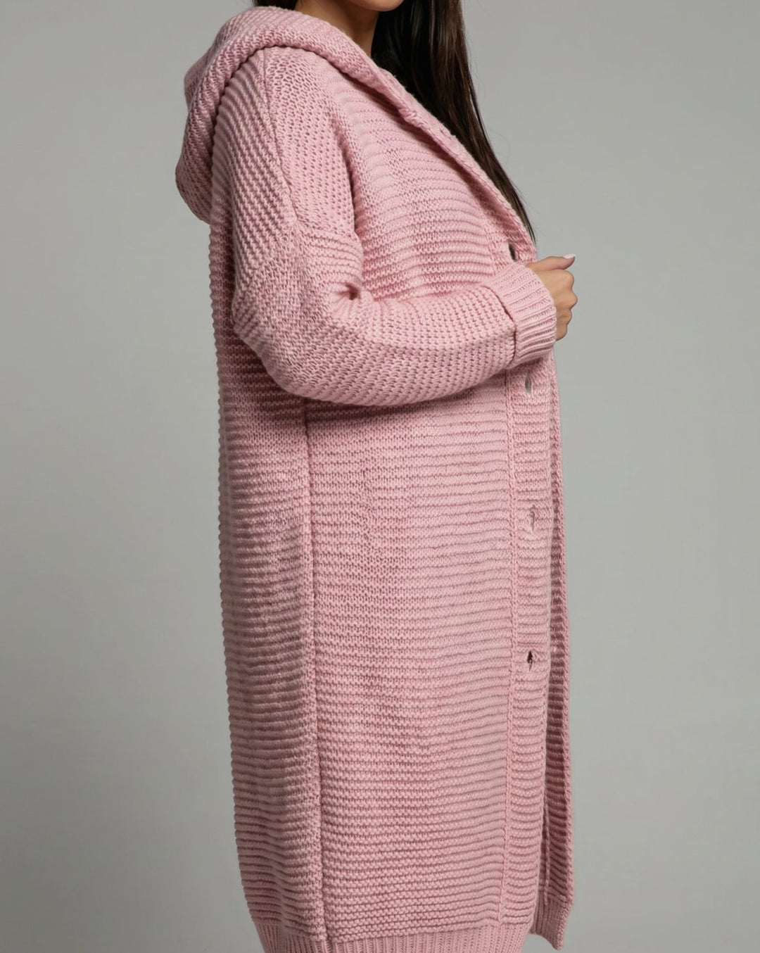 Women's Oversized Hooded Chunky Knit Button-Front Cardigan