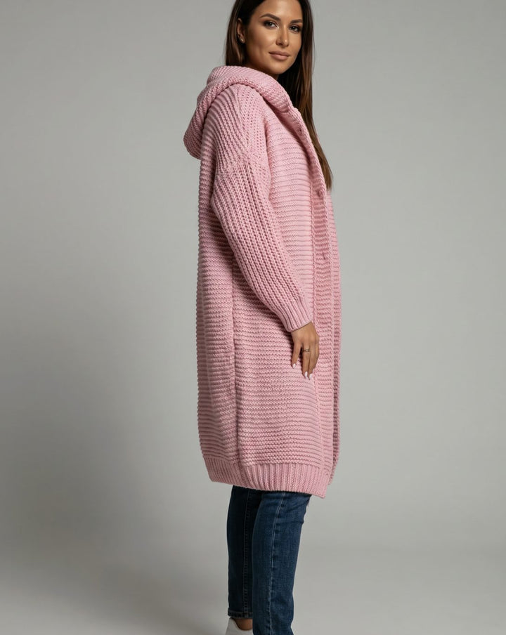 Women's Oversized Hooded Chunky Knit Button-Front Cardigan