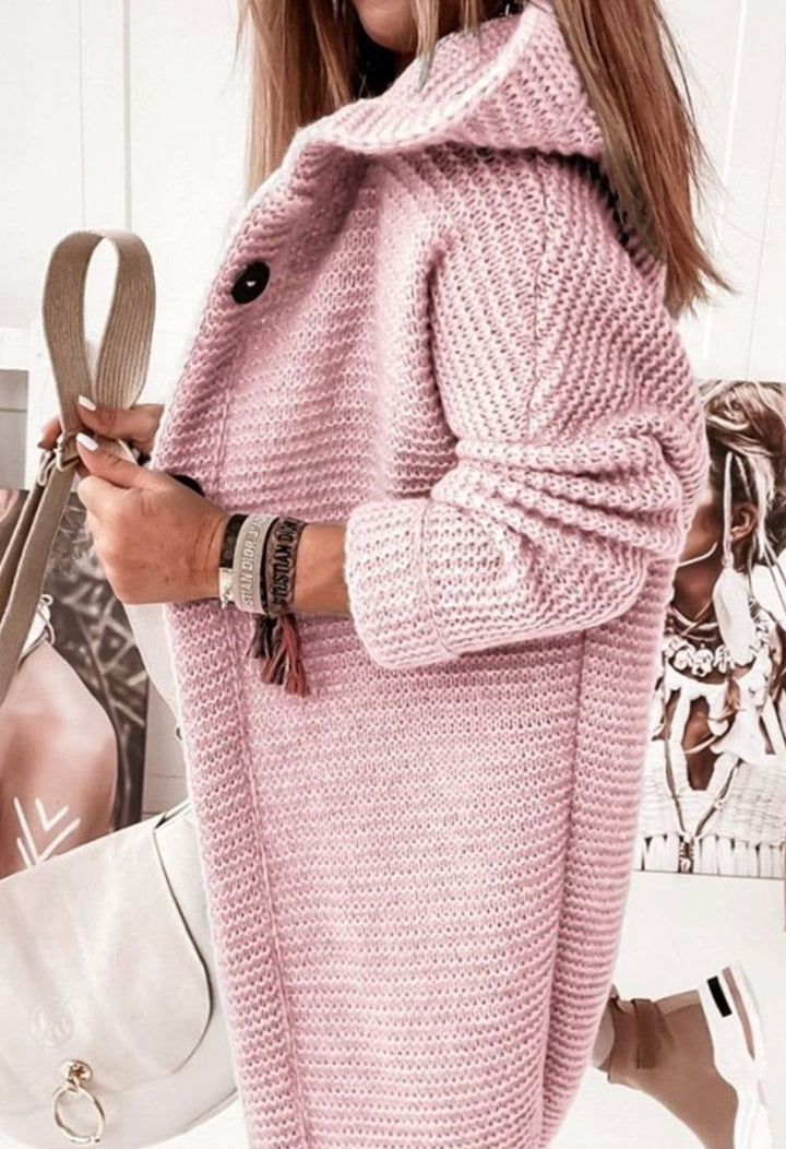 Women's Oversized Hooded Chunky Knit Button-Front Cardigan