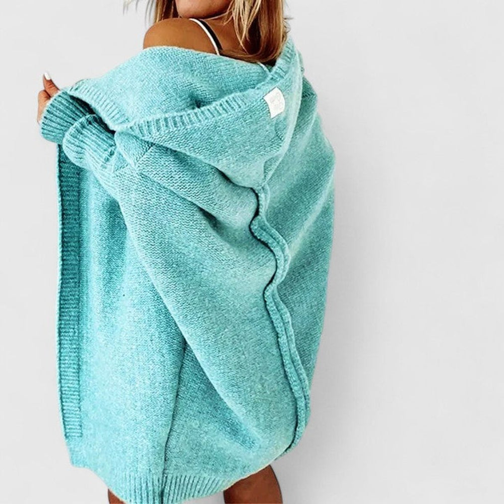 Women's Oversized Hooded Knit Open-Front Cardigan