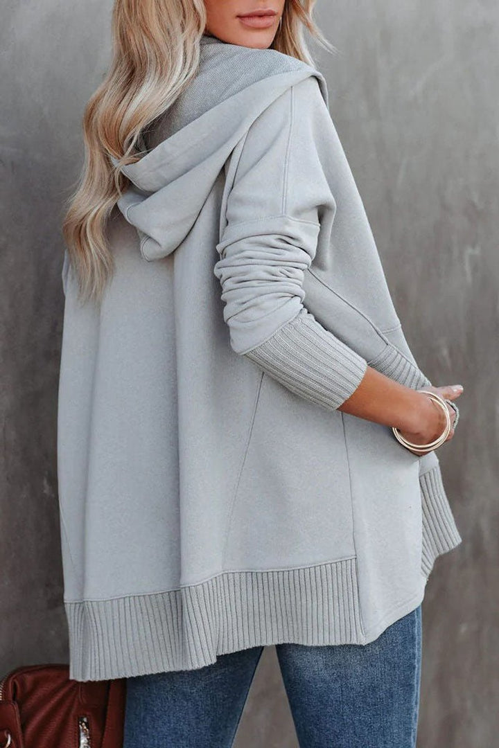 Women's Oversized Hooded Long-Sleeve Pullover Tunic Sweatshirt