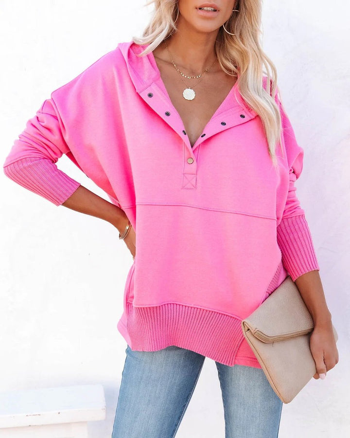 Women's Oversized Hooded Long-Sleeve Pullover Tunic Sweatshirt