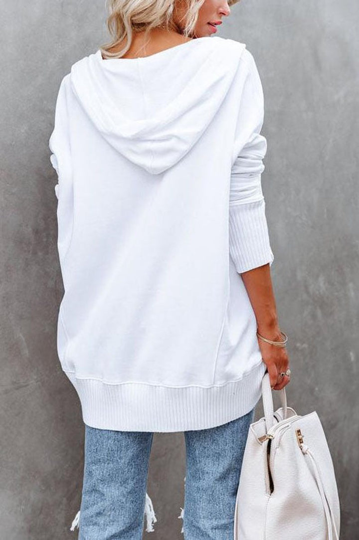 Women's Oversized Hooded Long-Sleeve Pullover Tunic Sweatshirt