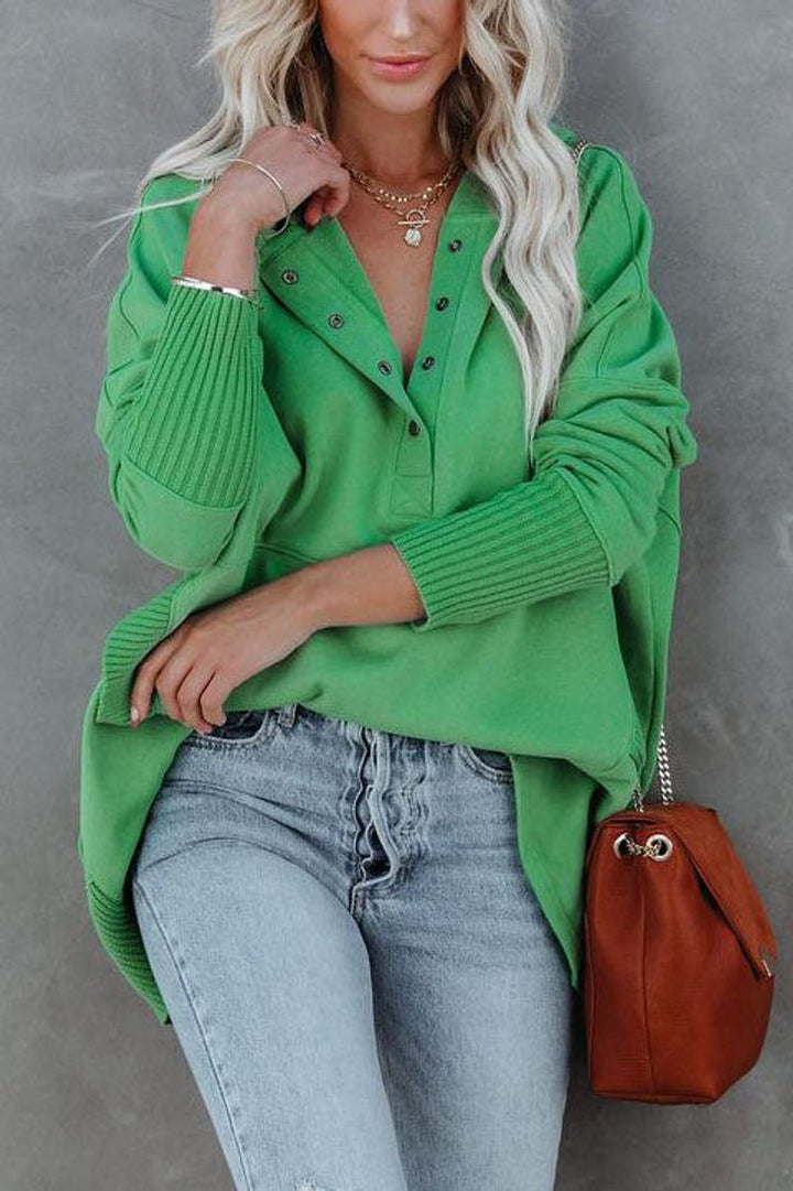 Women's Oversized Hooded Long-Sleeve Pullover Tunic Sweatshirt