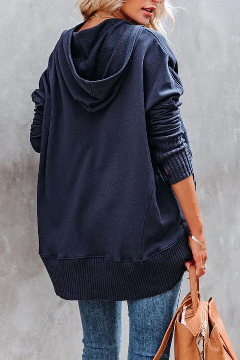 Women's Oversized Hooded Long-Sleeve Pullover Tunic Sweatshirt