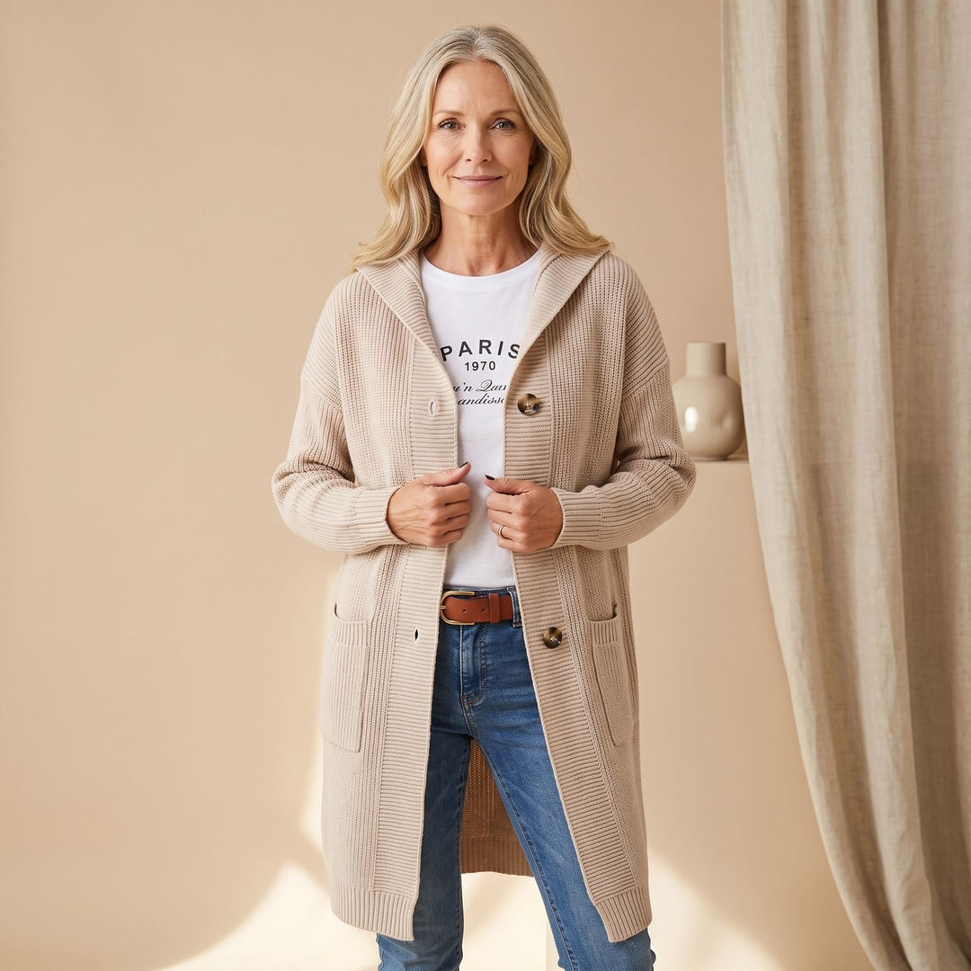 Women's Oversized Long Knit Cardigan Ribbed Button-Front Sweater