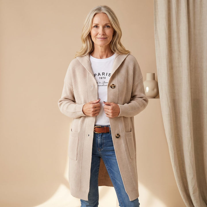 Women's Oversized Long Knit Cardigan Ribbed Button-Front Sweater