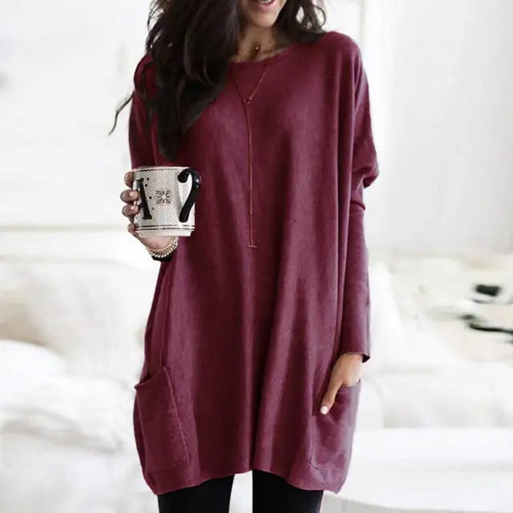 Women's Oversized Long Sleeve Pocket Tunic Top
