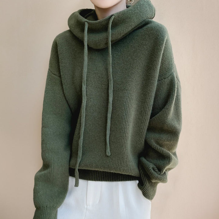 Women's Oversized Merino Wool Hooded Turtleneck Sweater