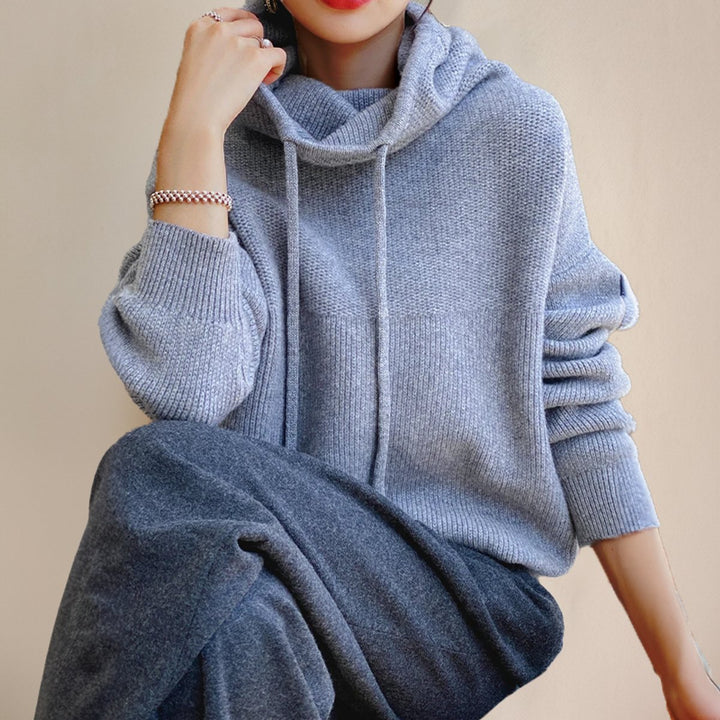 Women's Oversized Merino Wool Hooded Turtleneck Sweater