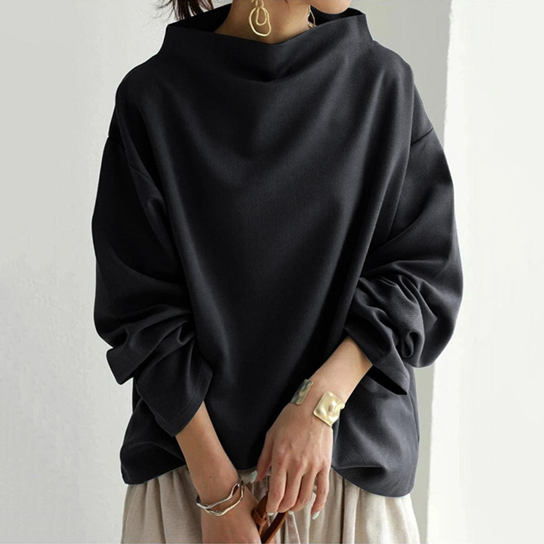 Women's Oversized Mock Neck Knit Sweater Relaxed Pullover Top