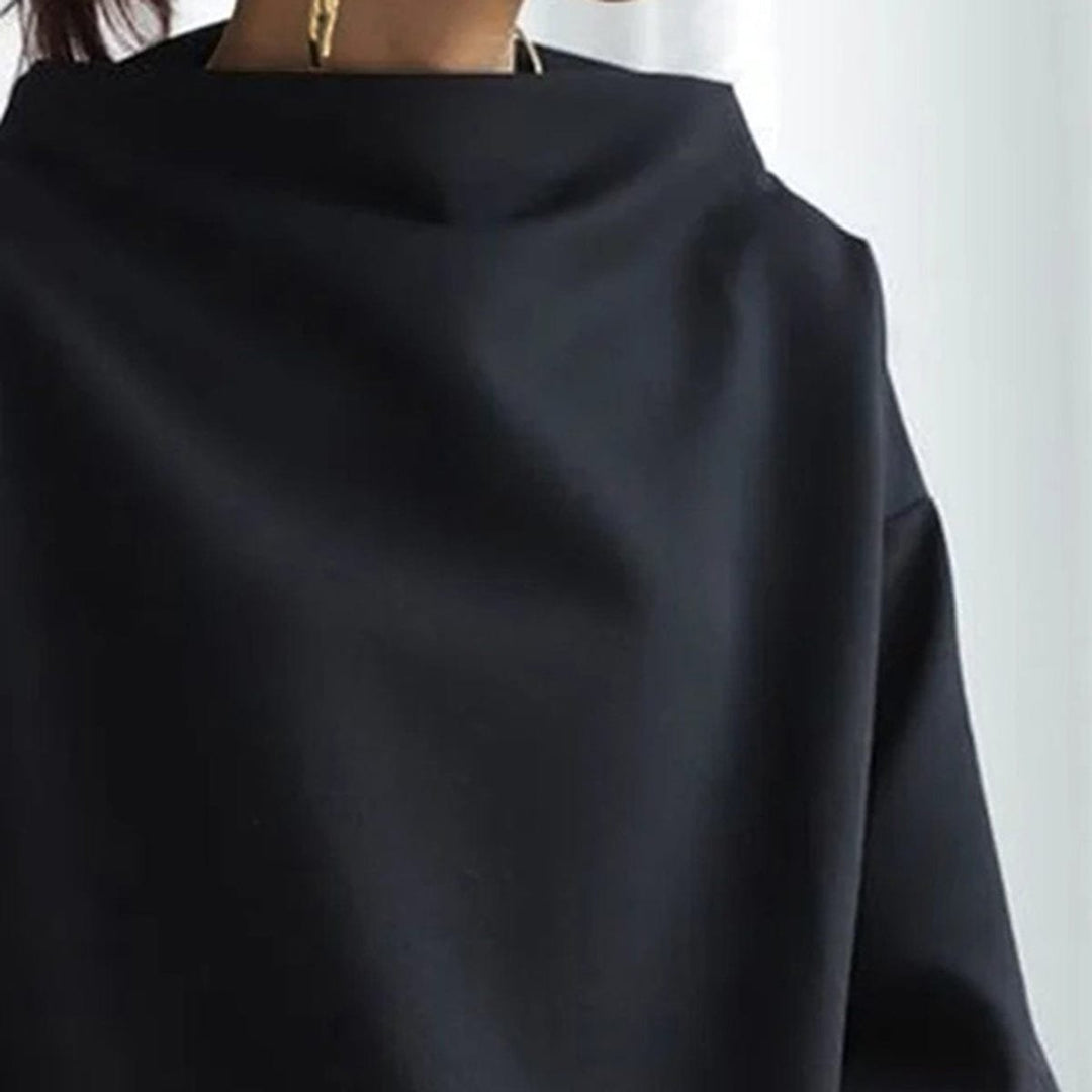 Women's Oversized Mock Neck Knit Sweater Relaxed Pullover Top