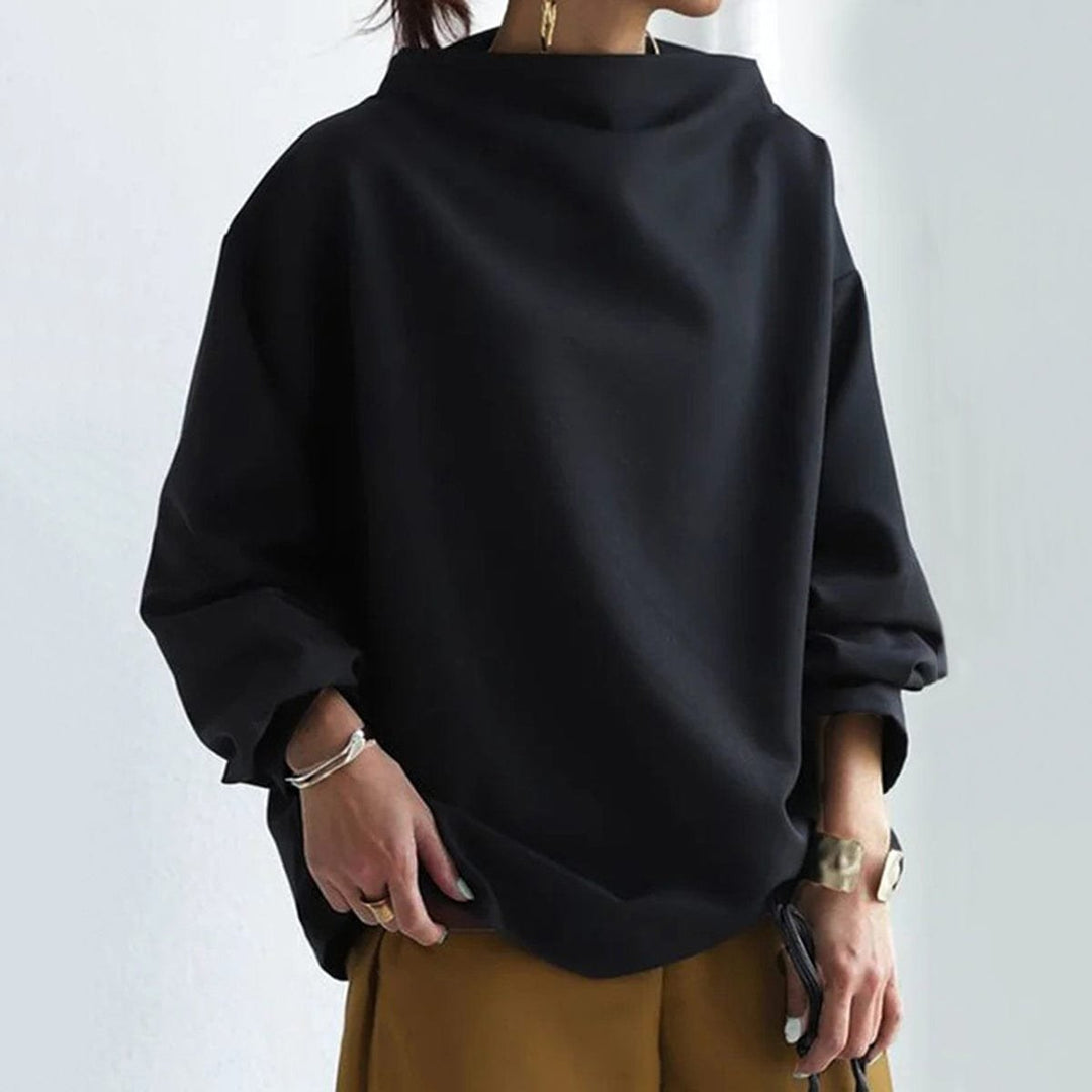 Women's Oversized Mock Neck Knit Sweater Relaxed Pullover Top