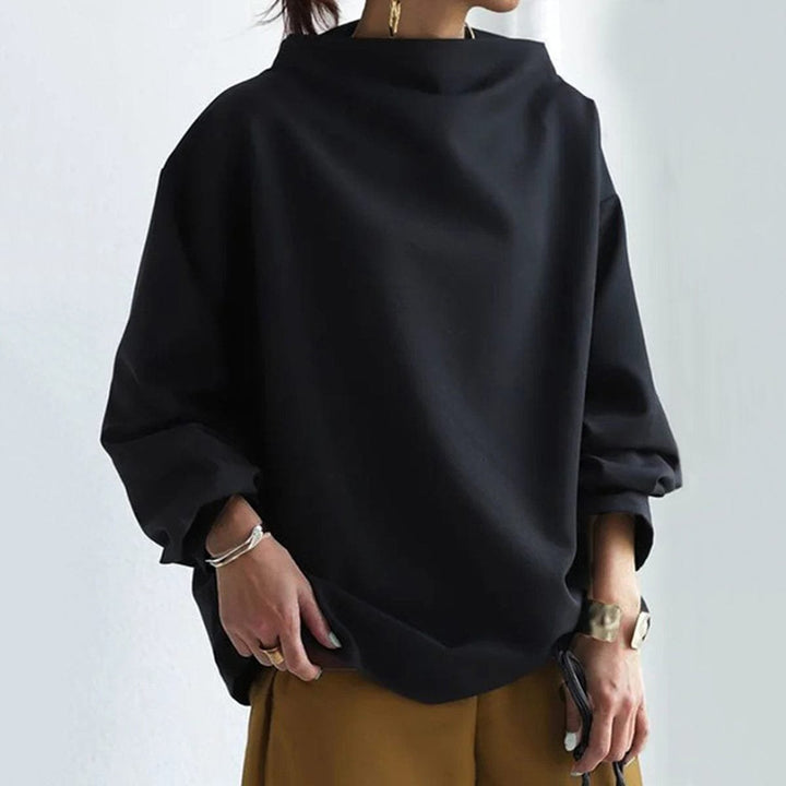 Women's Oversized Mock Neck Knit Sweater Relaxed Pullover Top