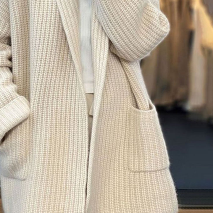 Women's Oversized Open-Front Knit Cardigan Sweater Coat Pockets