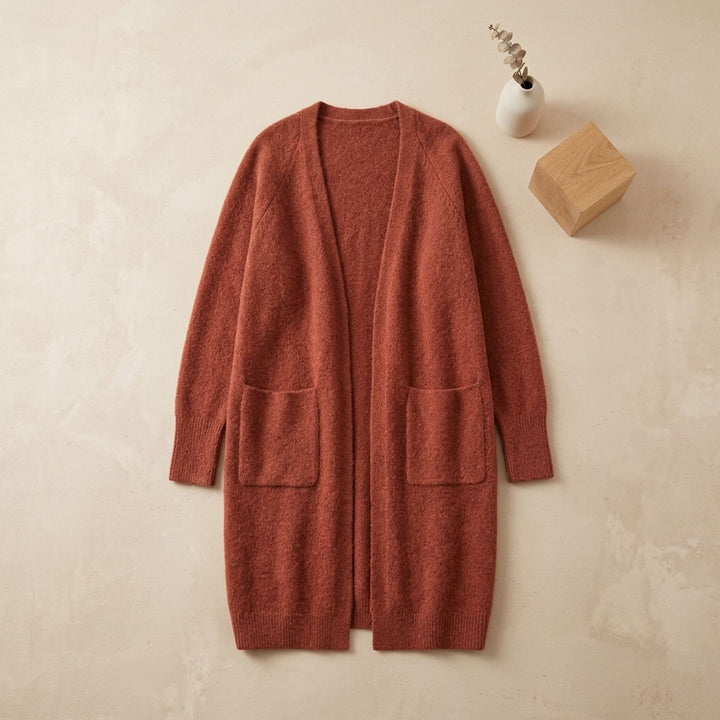 Women's Oversized Open-Front Long Cashmere Cardigan