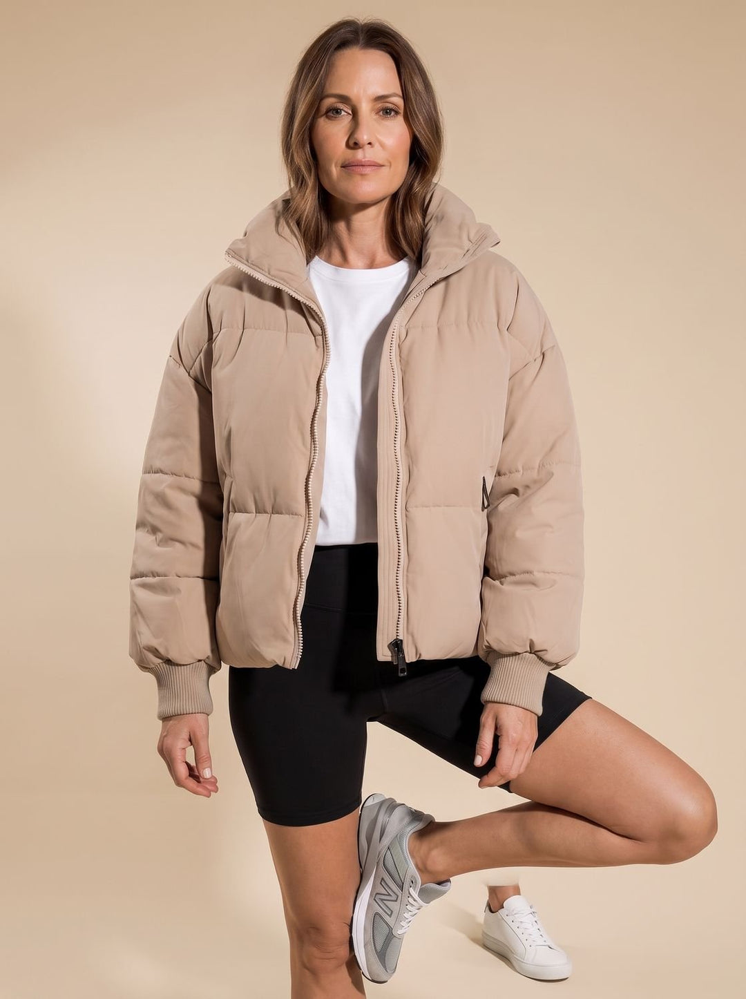 Women's Oversized Quilted Puffer Jacket Stand Collar Zip