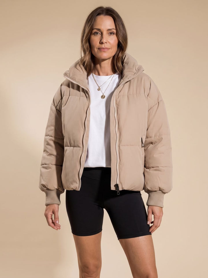 Women's Oversized Quilted Puffer Jacket Stand Collar Zip