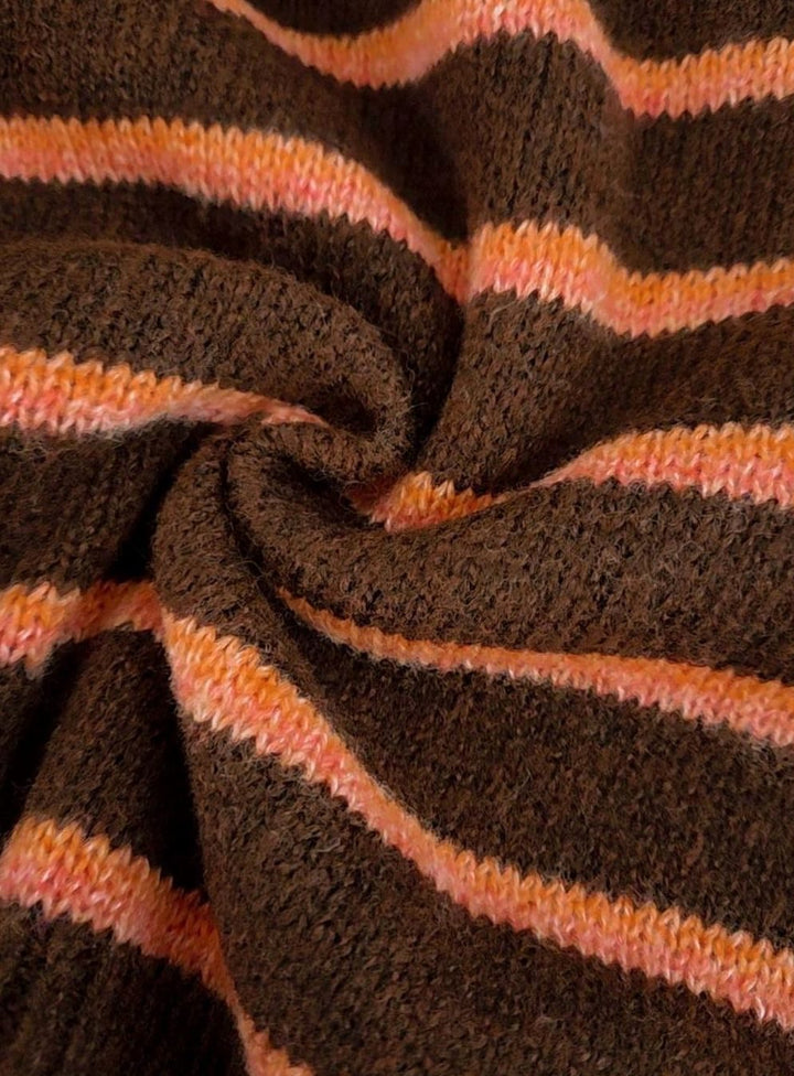 Women's Oversized Striped Knit Cardigan Button-Up Sweater